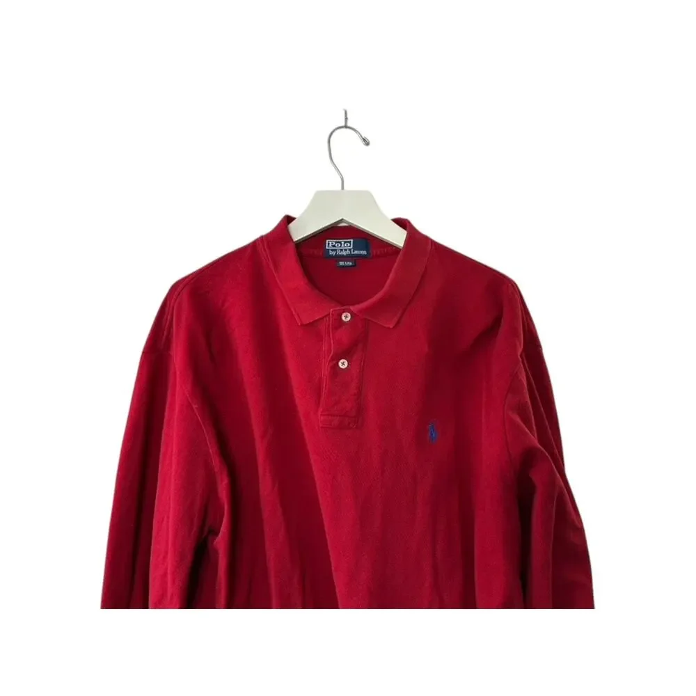Polo by Ralph Lauren Red Long Sleeve Cotton Polo Shirt Men's XL